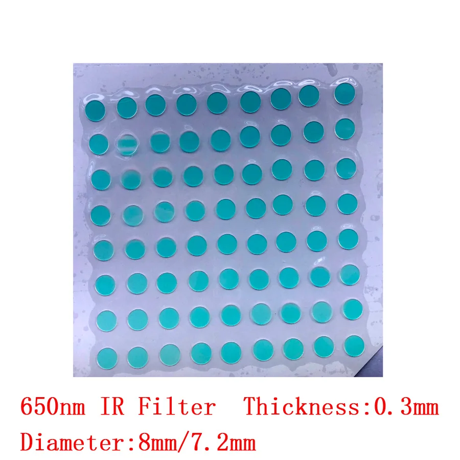 PU`Aimetis Diameter 7.2mm/8mm 10mm Thickness 0.3mm 650nm 850nm IR Filter Cut Off Infared Wavelength IR Filter For Lens IR Filter