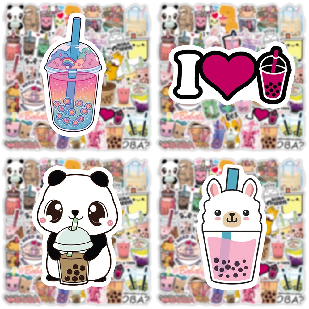 50pcs Bubble Tea Personalized Sticker For Notebooks Laptop Siutcase Adesivos Craft Supplies Scrapbooking Cute Stickers Aesthetic