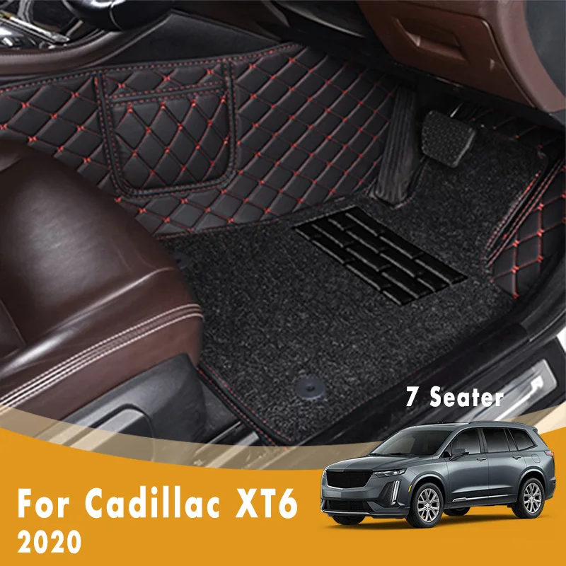 

Роскошные ковры RHD для Cadillac XT6 2020, 7 мест, двухслойные проволочные петли, Автомобильный интерьер, Стайлинг, пользовательские аксессуары, защита от грязи