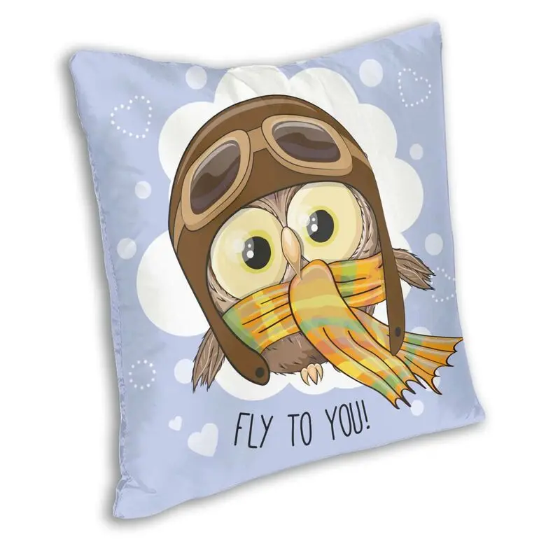 Personalized Cute Pilot Owl Cartoon Pattern Pillow Cover Decoration 3D Double-sided Printed Animal Cushion Cover for Living Room