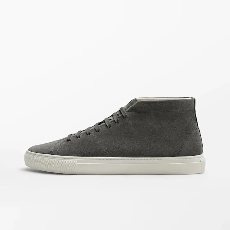 

2021 Autumn Casual Vulcanized Shoes Woman Men's Shoes England Fashion Cowhide Leather Gray Sneakers Man Comfortable Flats Shoe