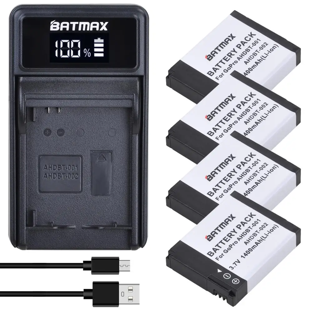 

Аккумулятор Batmax для Gopro hero 1 AHDBT-001 AHDBT-002 + зарядное устройство USB LED для спортивных камер GoPro Hero1 Hero2