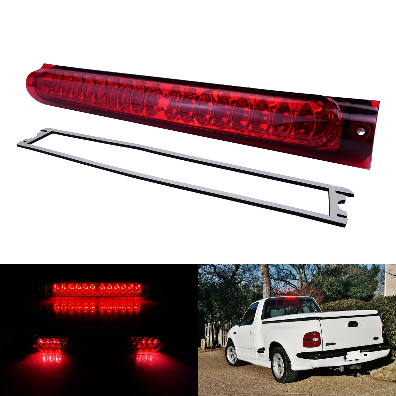 ANGRONG 1X LED 3rd Third Brake Stop Light Cargo Lamp Red Lens For Ford F150 F250 97-03 Excursion 