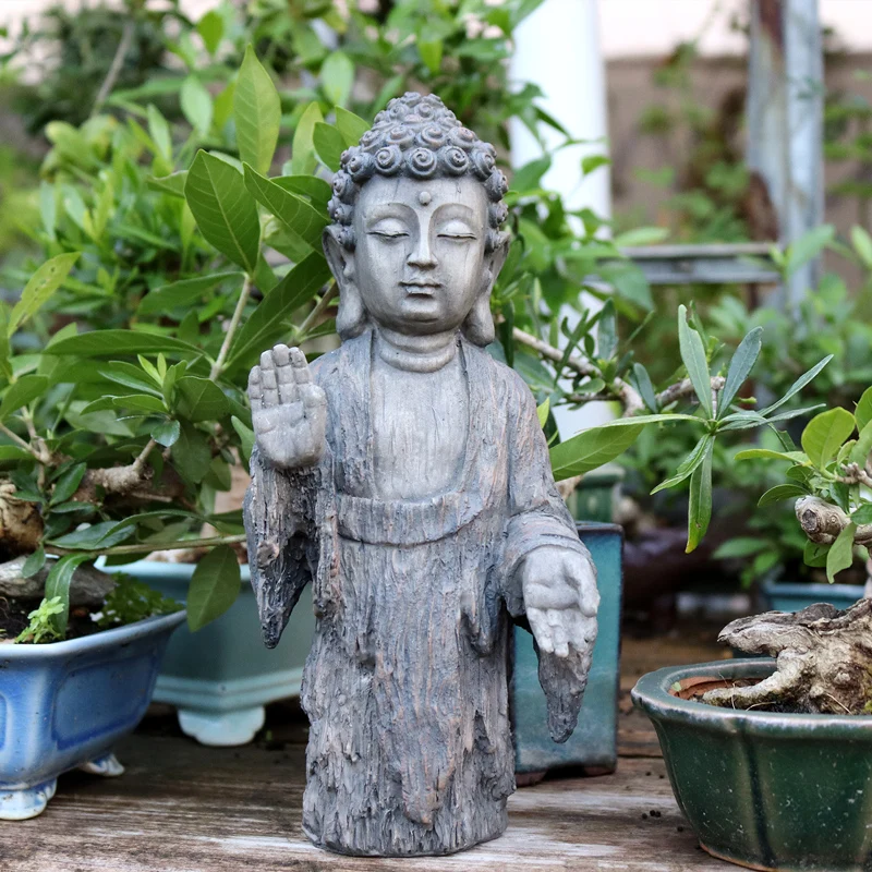 

Chinese Retro Zen Buddha Statue Resin Decoration Tea Room Bogu Frame Sculpture Garden Balcony Courtyard Figurines Accessories