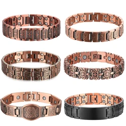 Men Magnetic Health Bracelet Pure Copper Power Energy Bracelet For Men Blood Pressure Magnets Bangles Wholesale