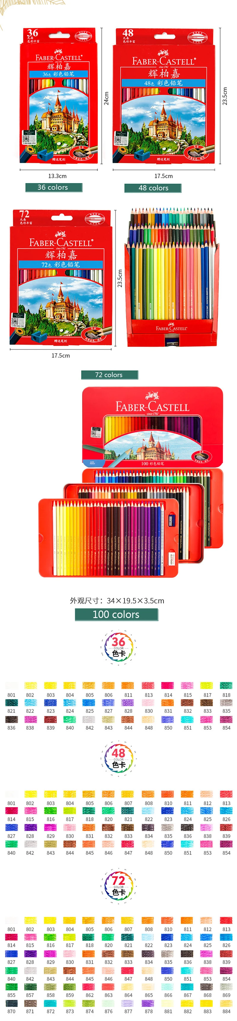 FABER-CASTELL Buntstifte-Set, 36/48/72 Farben, ölige Bleistifte, professionelle handbemalte Skizze, Malerei, Kunstbedarf, Schreibwaren – Detail 1