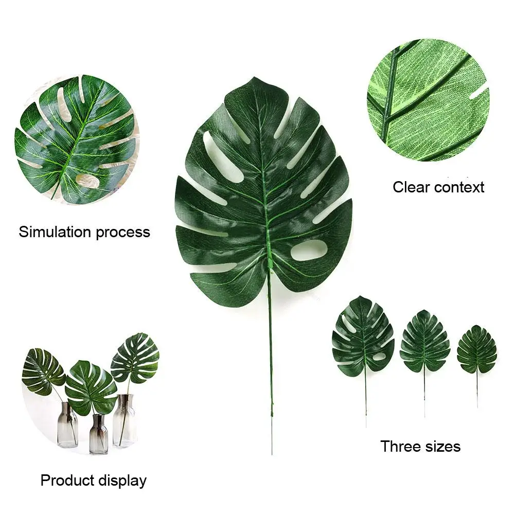 Hojas artificiales tropicales de Monstera, decoración de mesa para boda, fiesta, hogar, 2 uds.