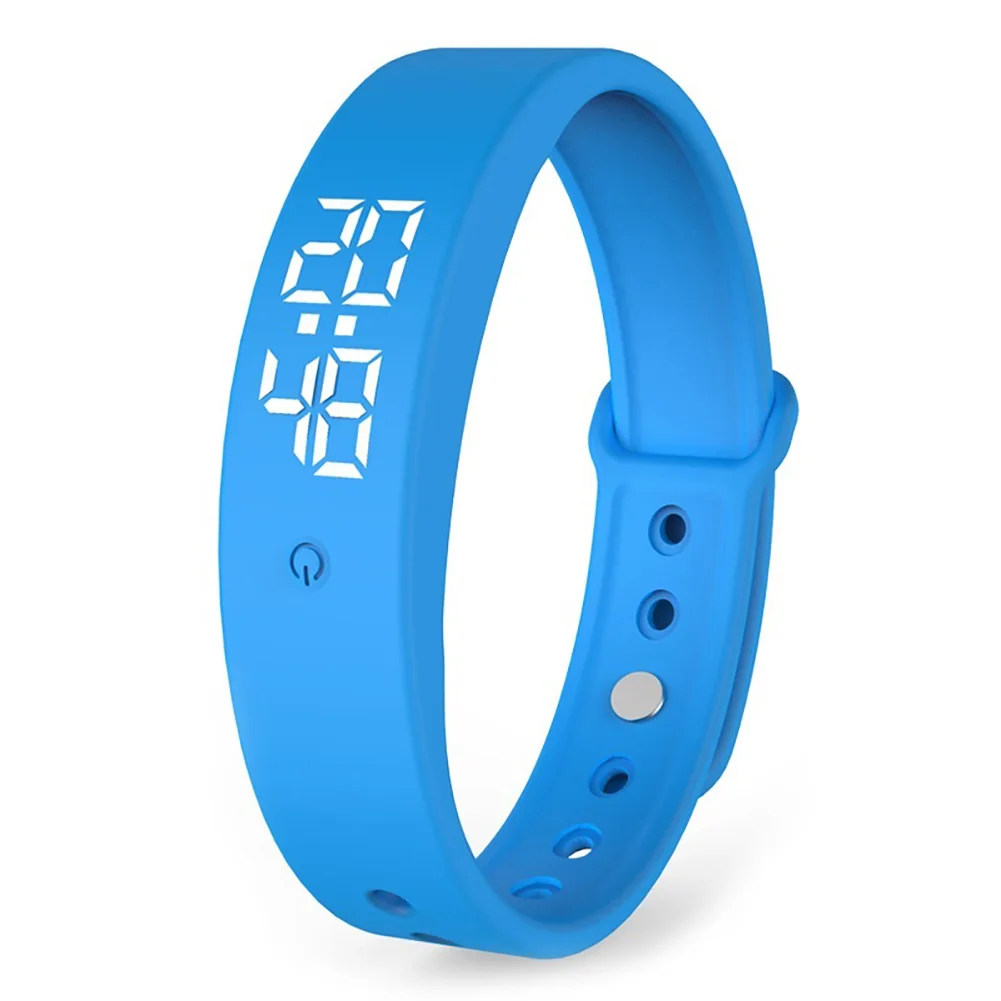 V9 LED Digital Smart Bracelet With Body Temperature Monitor Smart Band Vibration Alarm Reminder Waterproof Smart Clock Smartband