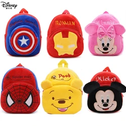 Mochila de pelúcia Disney para crianças, bolsa de escola Marvel, Vingadores, Homem-Aranha, Hello Kitty, Mickey Mouse, Minnie, Winnie the Pooh, Stitch, bebê