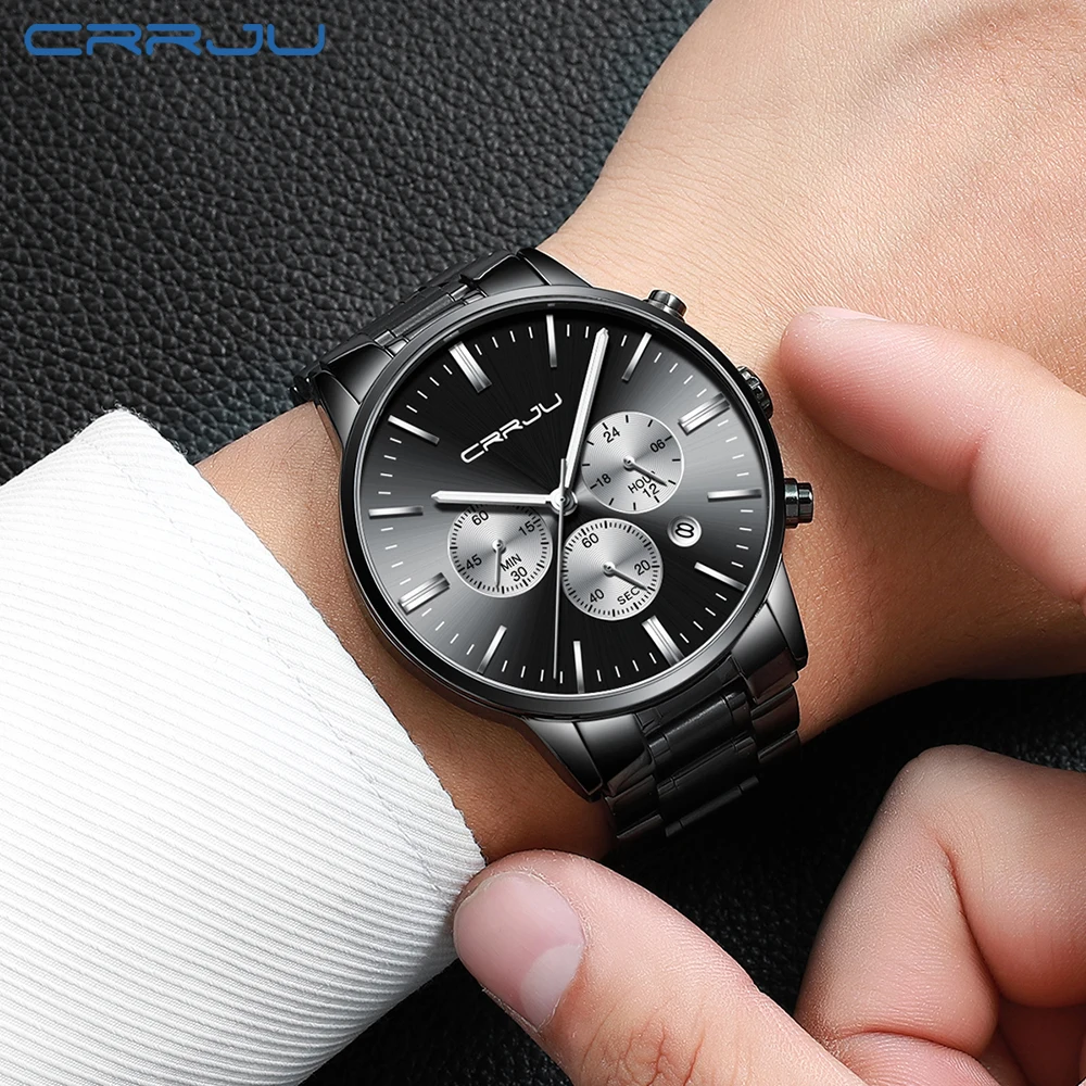 Relogio Masculino CRRJU orologio da uomo moda Sport orologio al quarzo orologio da uomo cronografo orologio da polso impermeabile di lusso delle