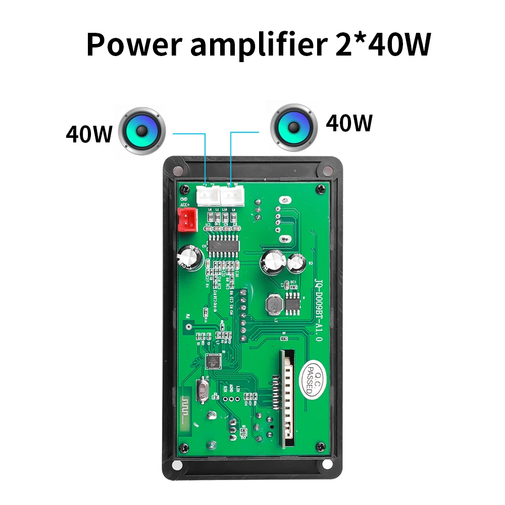 2*40W Amplifier DC 5V-26V MP3 Decoder Board Volume Control Bluetooth5.0  80W MP3 Player USB Module FM AUX Radio Recording