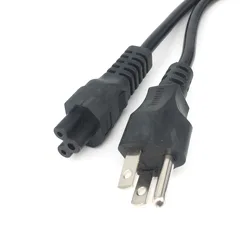 Bolantedz US Plug Power Cord 3 Pin Prong C5 Cloverleaf American USA Power Cable Cord 1.2m 4ft For AC Adapters Laptop Notebook