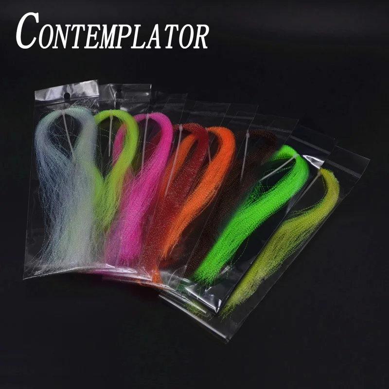 

CONTEMPLATOR 4pcs Flashabou Holographic Tinsel Fly Tying Materials 8color Fly Tying Jig Twisted Strands Crystal Flash Lures