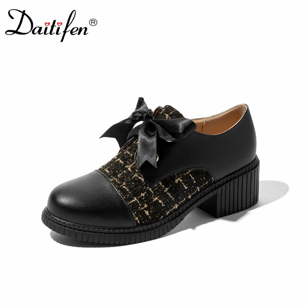 

Daitifen Women Spring Autumn Oxford Shoes Students Woman Mixed Colors Pumps Concise Butterfly-knot Party Dress Shoes Fashion