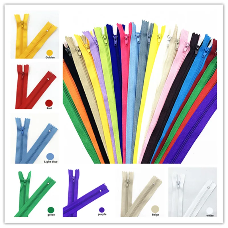 10pcs 8inch(20Cm) Nylon Coil Zippers for Tailor Sewing Crafts Nylon Zippers Bulk 20 Colors