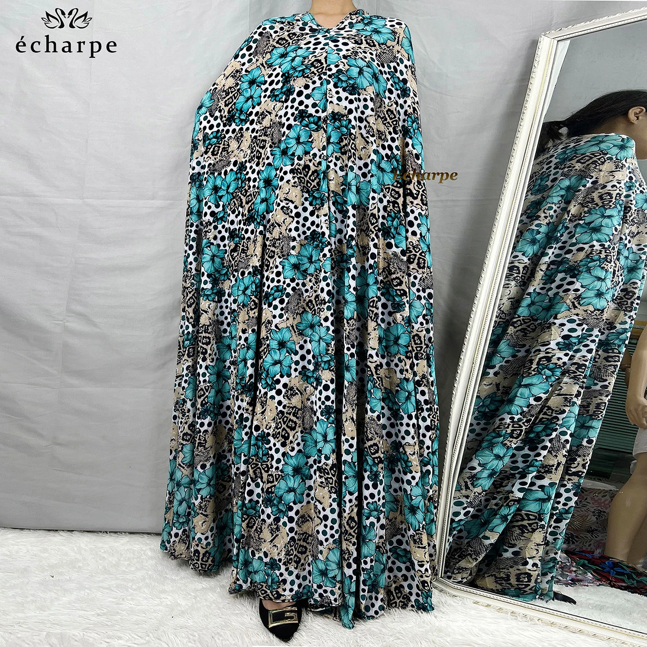 Sleeveless Pullover Dress 1 Piece Set Women Prayer Garment Dubai Abaya Arab Jibab Flowers Djellaba Femmel Khimar Caftan Clothes