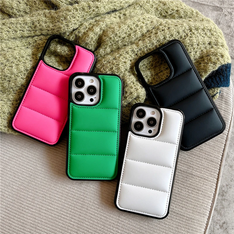 Winter Down Jacket Case for IPhone 11 12 13 Pro Max 13Mini XS XR X 10 13Pro 13Promax IPones Soft Touch 3D Shockproof Back Cover