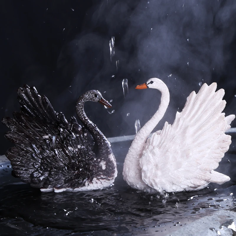 color changing swan creative home decoration resin lover gift table ornament small size tea pet on tea tray