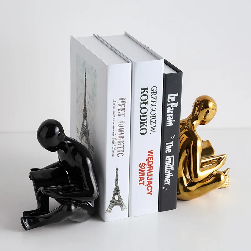 

Nordic Ins Style Creative Modern Simple Golden Character Reading Book Office Study Desktop Home Bookend Decoration Home Decor