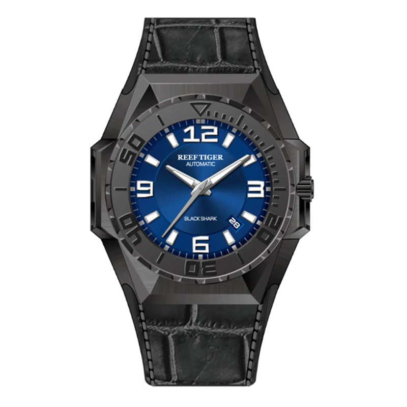 Reef Tiger/RT New Sapphire Glass Automatic Watches Waterproof 100M Men Mechanical Wristwatches Stainless Steel Diving Men Watch