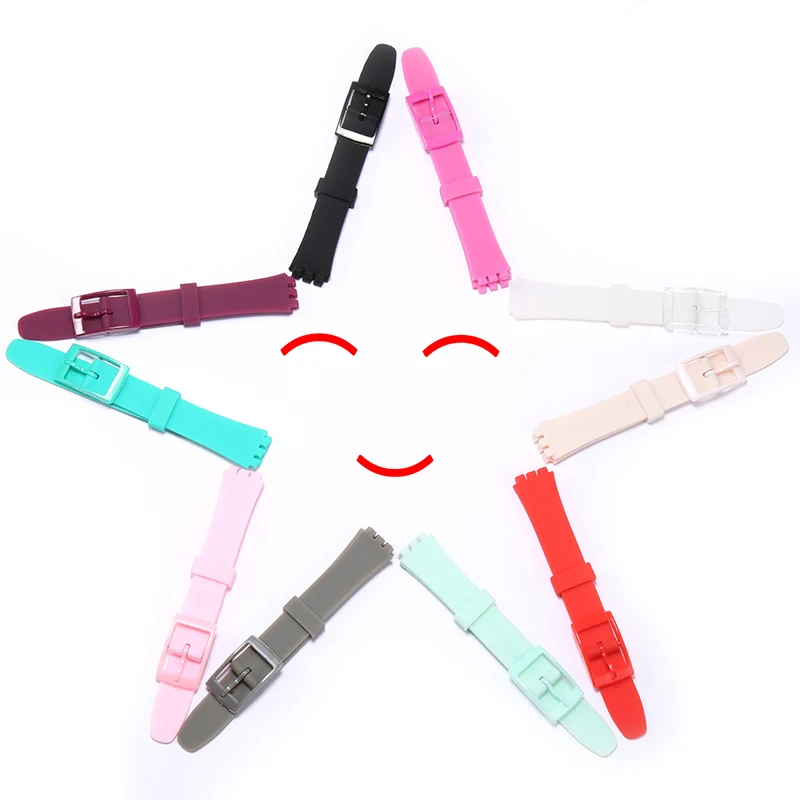 Silicone Strap Suitable for Swatch 12mm Lady Watch Bracelet Soft Waterproof band Accessories