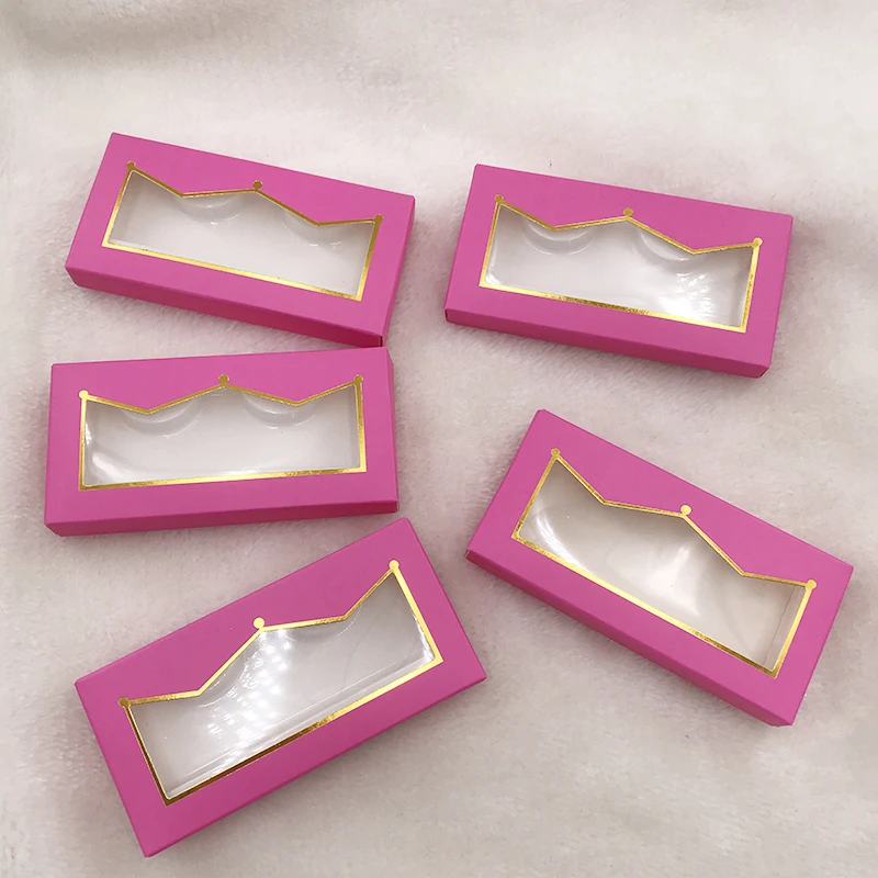 3D Mink Eyelashes Custom Packaging Empty Paper Box Pink Crown Lash Box