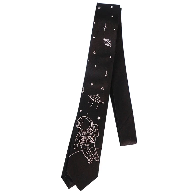 

Free shipping New Men's Original tie embroidery 7cm black necktie shirt accessories for men women hand-made uniform astronaut