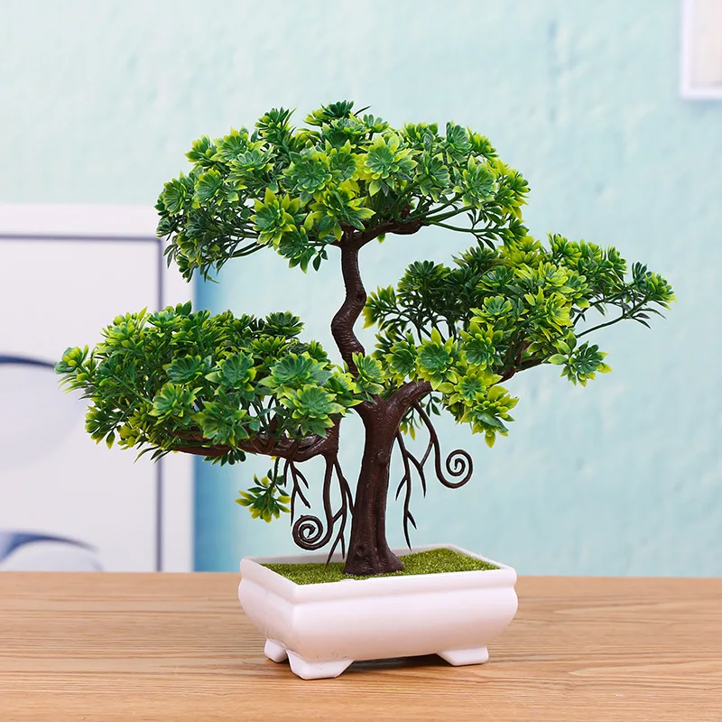 Artificial Plants Potted Bonsai Green Small Tree Plants Fake Flowers Potted Ornaments for Home Garden Decor Party Hotel Decor