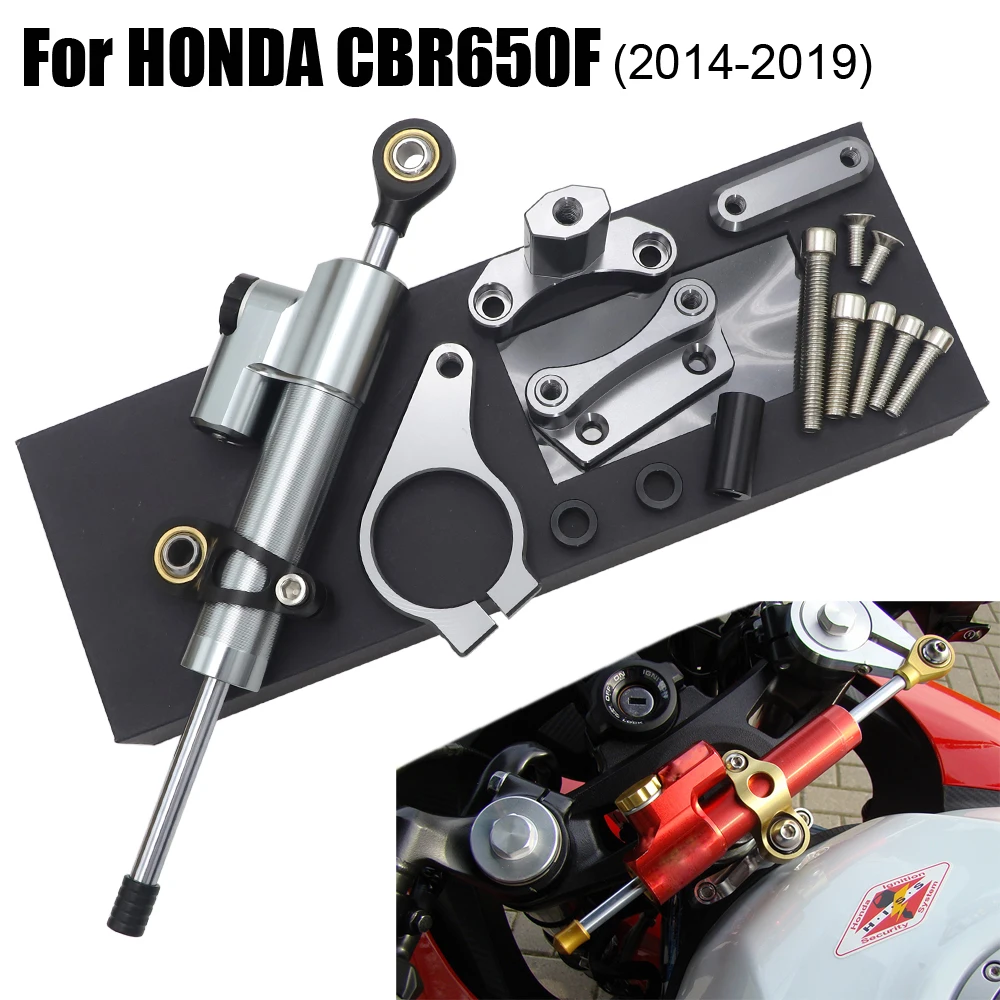 

For HONDA CBR650F CBR 650F CBR650 F 2014 2015 2016 2017 2018 2019 Motorcycle CNC Adjustable Steering Damper Stabilizer Mounting