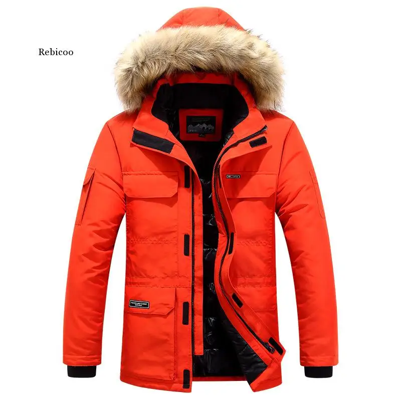 Winter Parkas Männer Verdicken Mantel Fell Kapuze Warm Halten Jacke Mantel Männer Windjacke Große Taschen Parkas Mantel 5Xl 6Xl