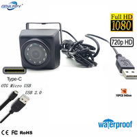 IP66 Waterproof Mini 850NM IR USB Cam Full HD 1080P 720P USB Mini Android OTG Type-C UVC CCTV External Camera For Tablet Kiosk