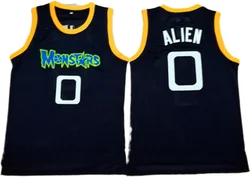 Alien #0 maglia da basket film Tune Squad Monstars cucita blu scuro