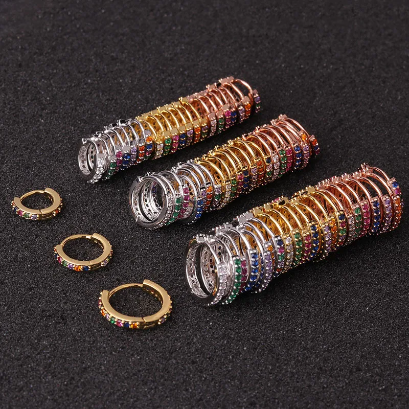 1Pc Gold Color Multicolor Cz Hoop Cartilage Huggie Earring Piercing  Helix Tragus Rook  Daith Snug Conch Ear Piercing Jewelry