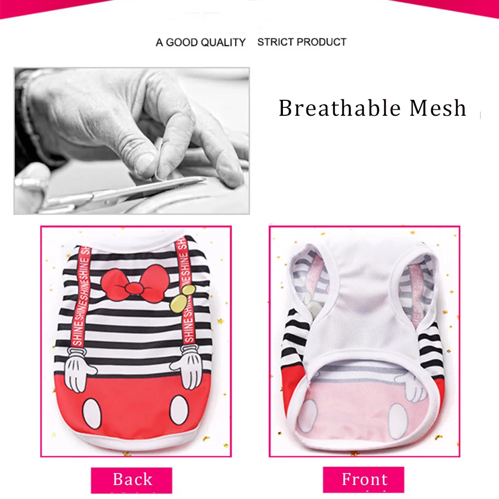 OIMG Breathable Small Dog Clothes Cartoon T-Shirts For Dogs Chihuahua Pomeranian Spitz Dog Shirts Pet Clothing Puppy Cat Costume