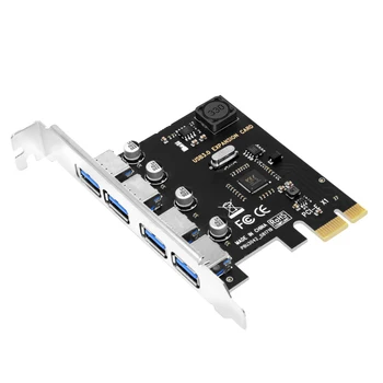 Tarjeta de expansión PCI-E USB 3,0 de 4 puertos PCI Express PCIe USB 3,0 adaptador HUB controlador USB3.0 de 4 puertos USB 3 0 PCI e PCIe Express 1X 1