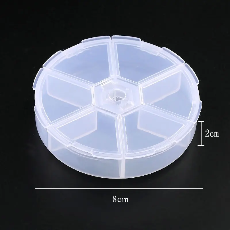 6 slots/8 slots round Compartment Plastic Storage Box for Beads earrings Adjustable Jewelry Container Transparent Box Case