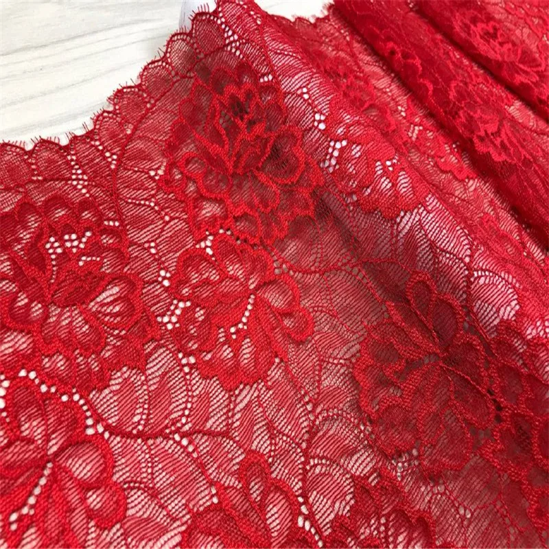 Red Stretch Lace Trim Floral Eyelash Chantilly tessuto di pizzo francese accessori intimo cucito fai da te per lavori di cucito