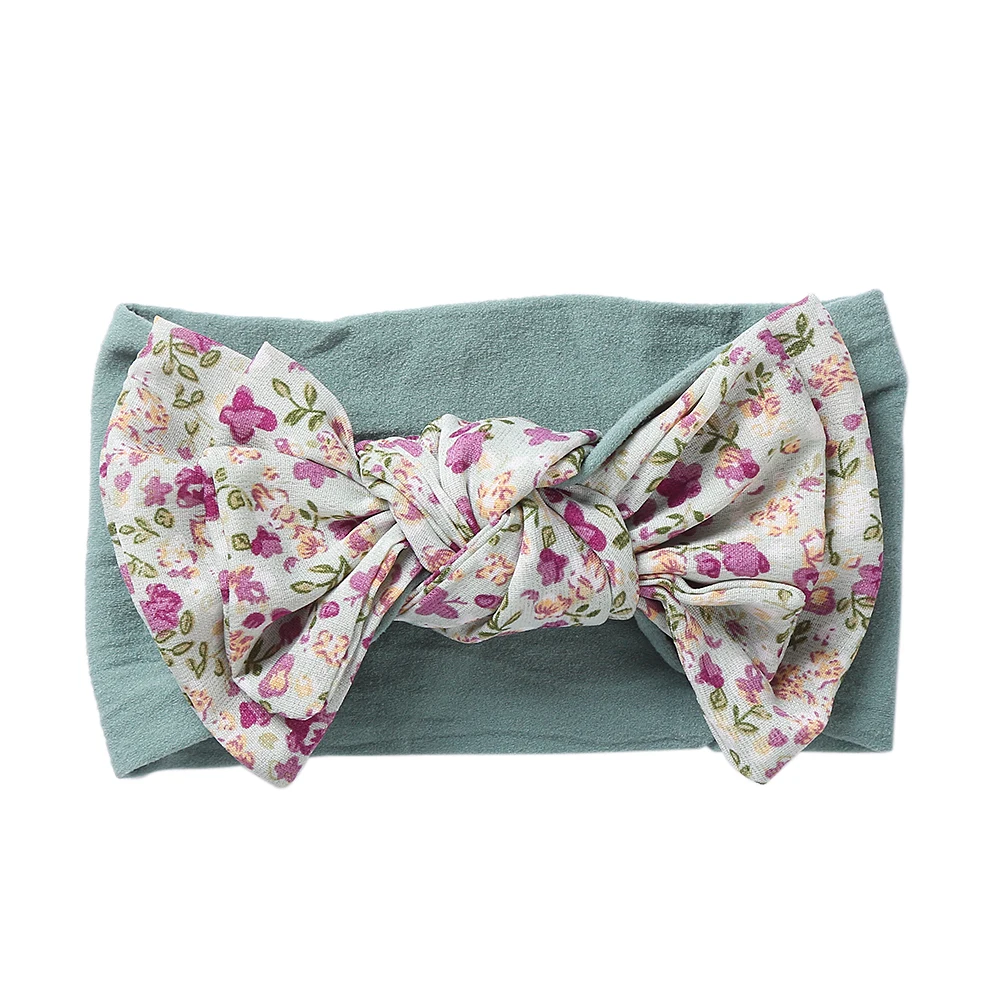 Flower Print Chiffon Big Bowknot Headwraps Soft Elastic Nylon Hair Bands Fashion Baby Girl Headband Sweet Bohemia Accessories