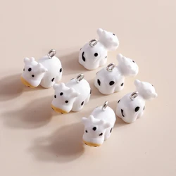 10pcs 20*15mm Cartoon Milk Cow Charms for Jewelry Making Resin Animal Bull Charms for Necklaces Earrings Making Accessories