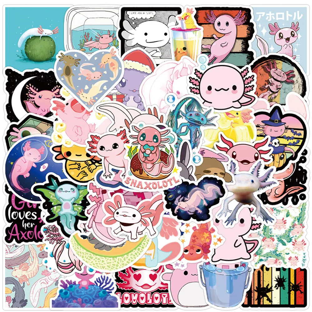 

10/30/50pcs Cute Animal Axolotl Graffiti Stickers Cartoon Decals Kids Toy DIY Diary Suitcase Scrapbook Phone Laptop Car Sticker