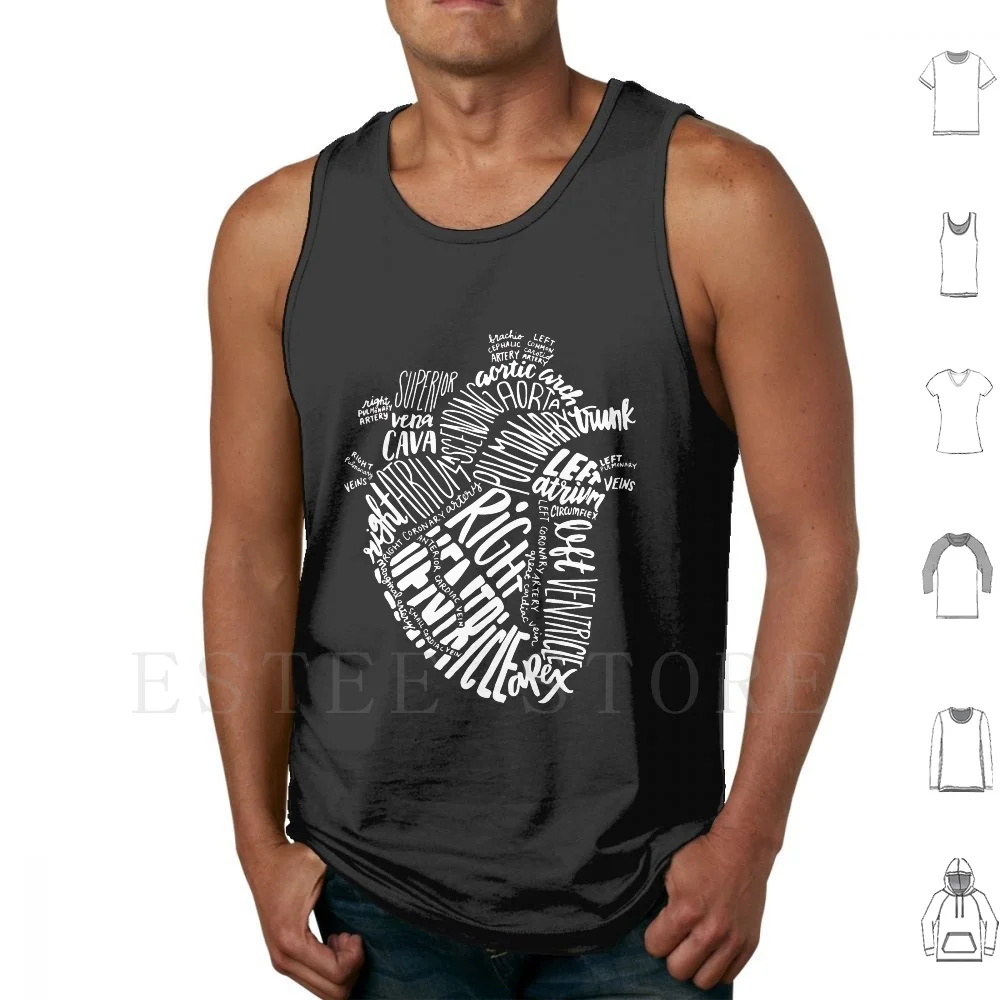 Handwritten Heart Tank Tops Vest Sleeveless Heart Anatomy Anatomical Nurse Cardiovasular Nursing Nursing School Surgeon
