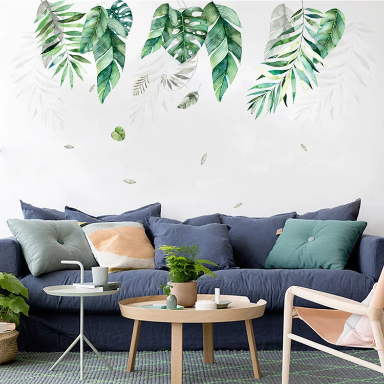 Tropische Vegetation Große Blätter Wandaufkleber Wohnzimmer Sofa Hintergrund Selbstklebende Wandmalerei Heimdekoration Abnehmbare Aufkleber – Detail 3