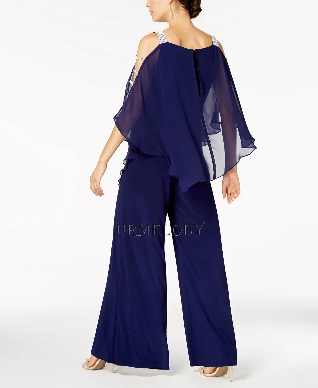 Hải Quân Mẹ Của Cô Dâu Voan Jumpsuit Nhân Dịp Đặc Biệt Áo