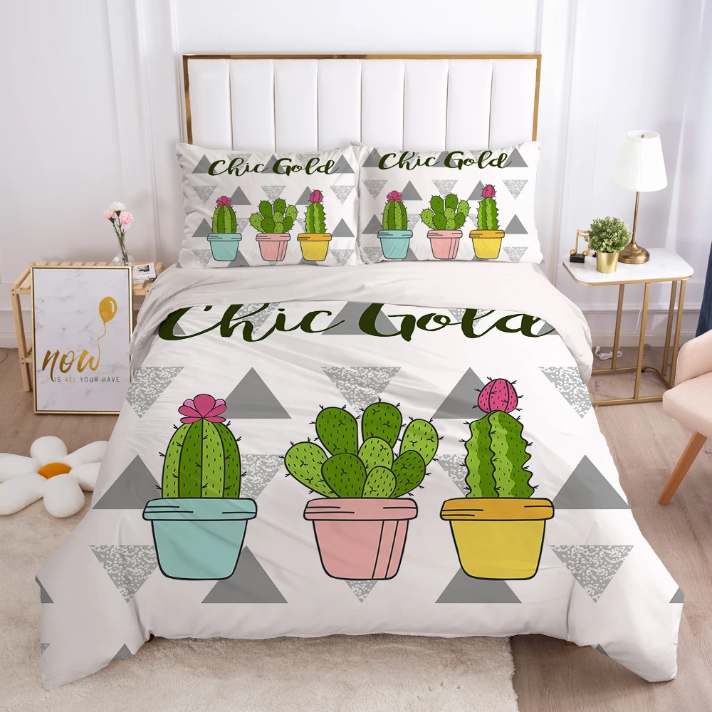 2/3pcs Duvet cover set pillow case Bedding set Queen King Euro Bed linens 220x240 140x200 240x260 Bed set Eastey nordic cactus