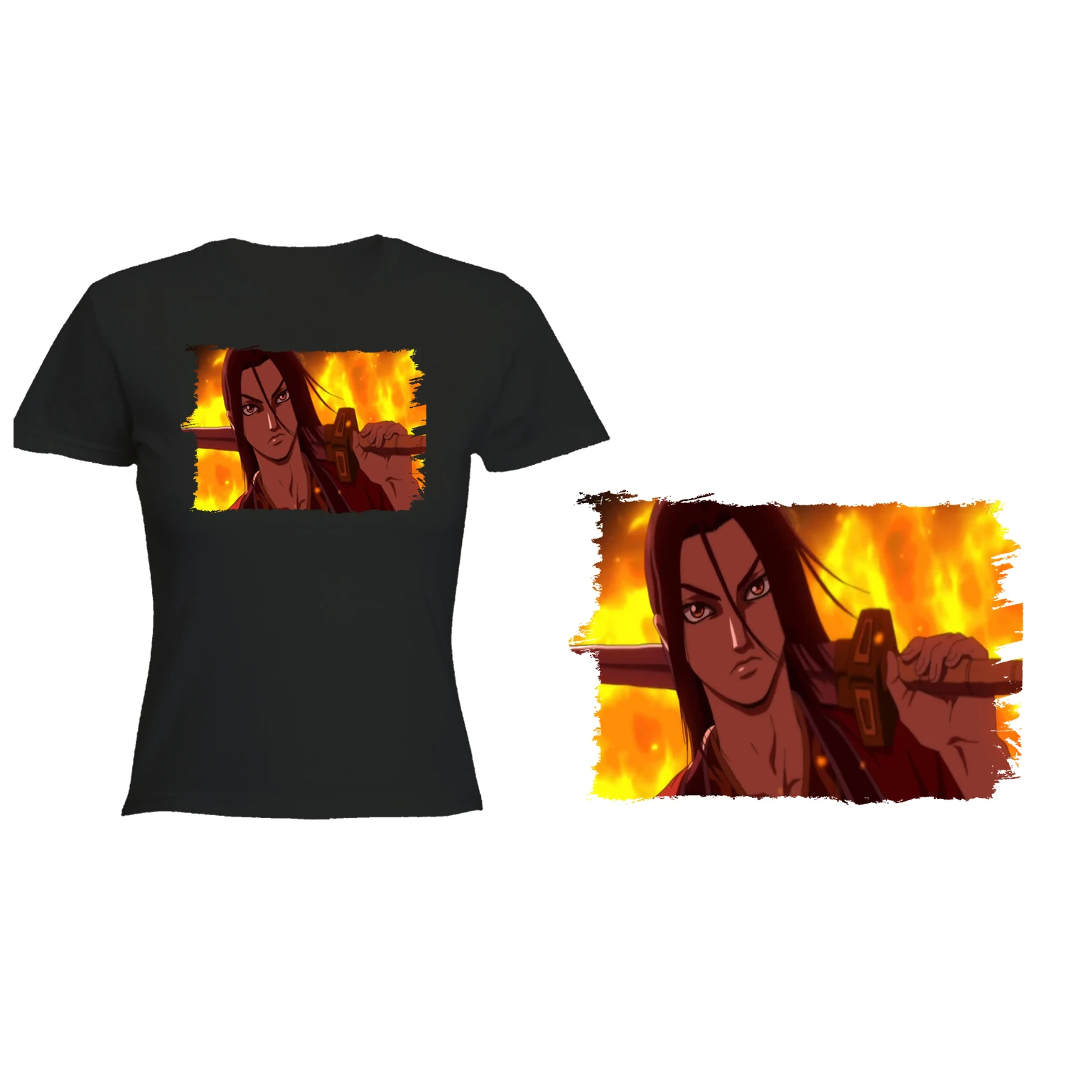 WOMENS BLACK T-SHIRT ANIME KINGDOM UNDER FIRE T-shirt