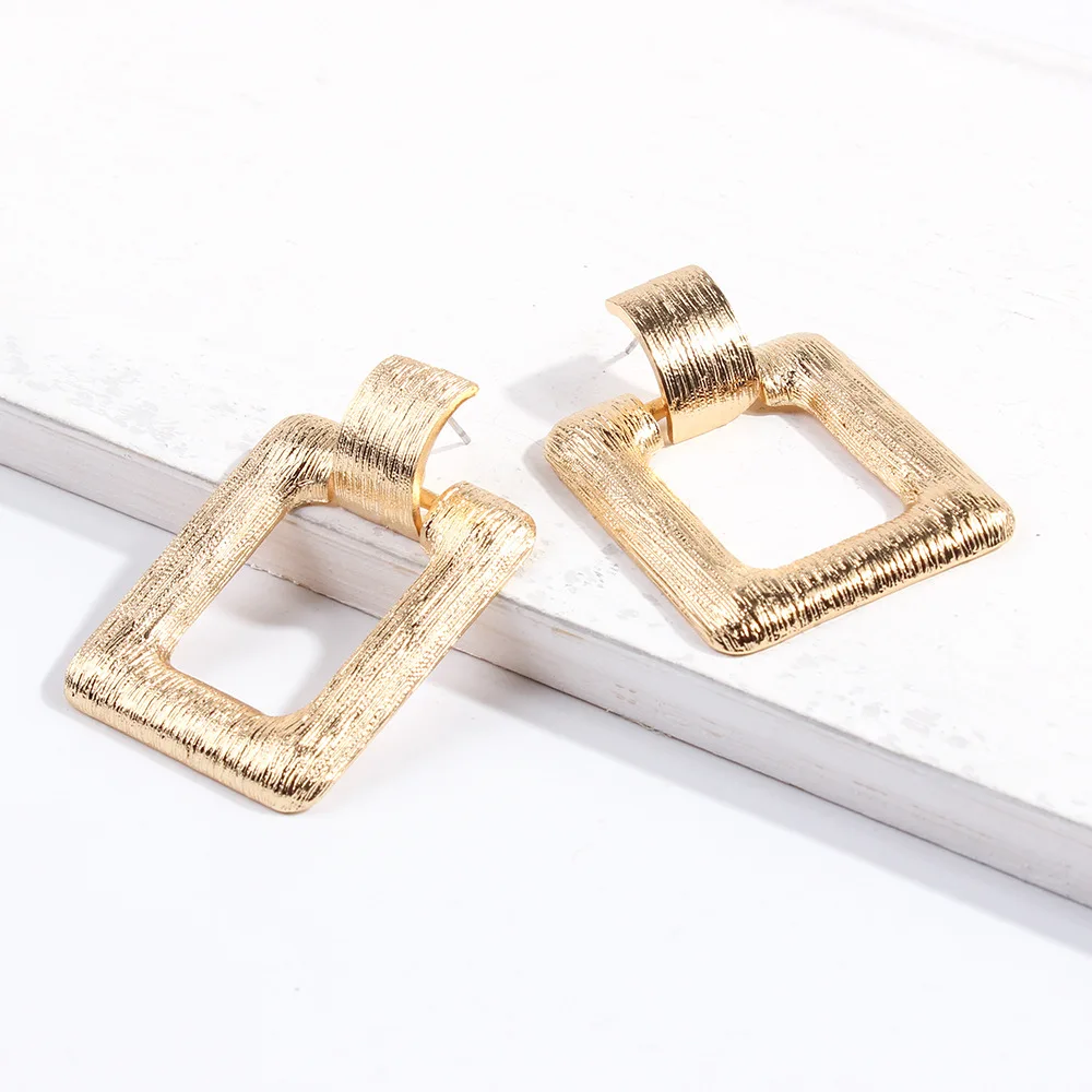 Minimalist ins style metal earrings European and American fashion wild metal square geometric earrings