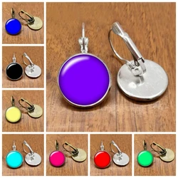 Fashion Beauty Solid Color 16mm Round Photo Glass Convex Earrings