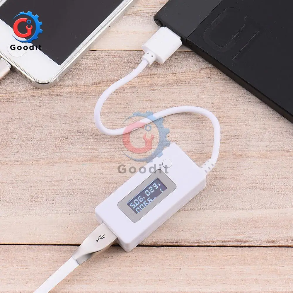 KCX-017 White Tail Ammeter LCD Display Mini USB Voltage Current Capacity Monitor Tester Meter 4-30V Detector Mobile Power Tester