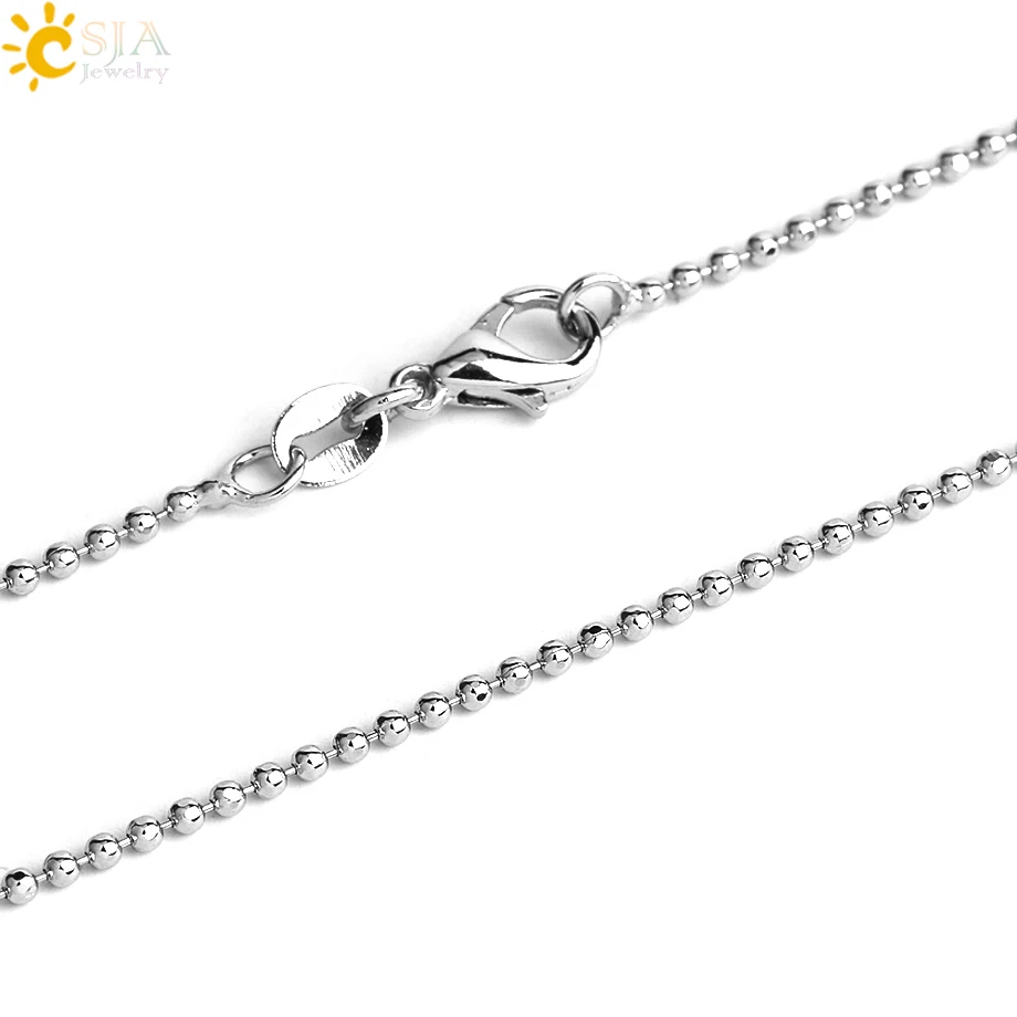 CSJA Stone Beads Pendant Necklace Yoga Symbol Inlaid Reiki Energy Stone Healing Point 7 Chakra Charm Pendant Necklace E039