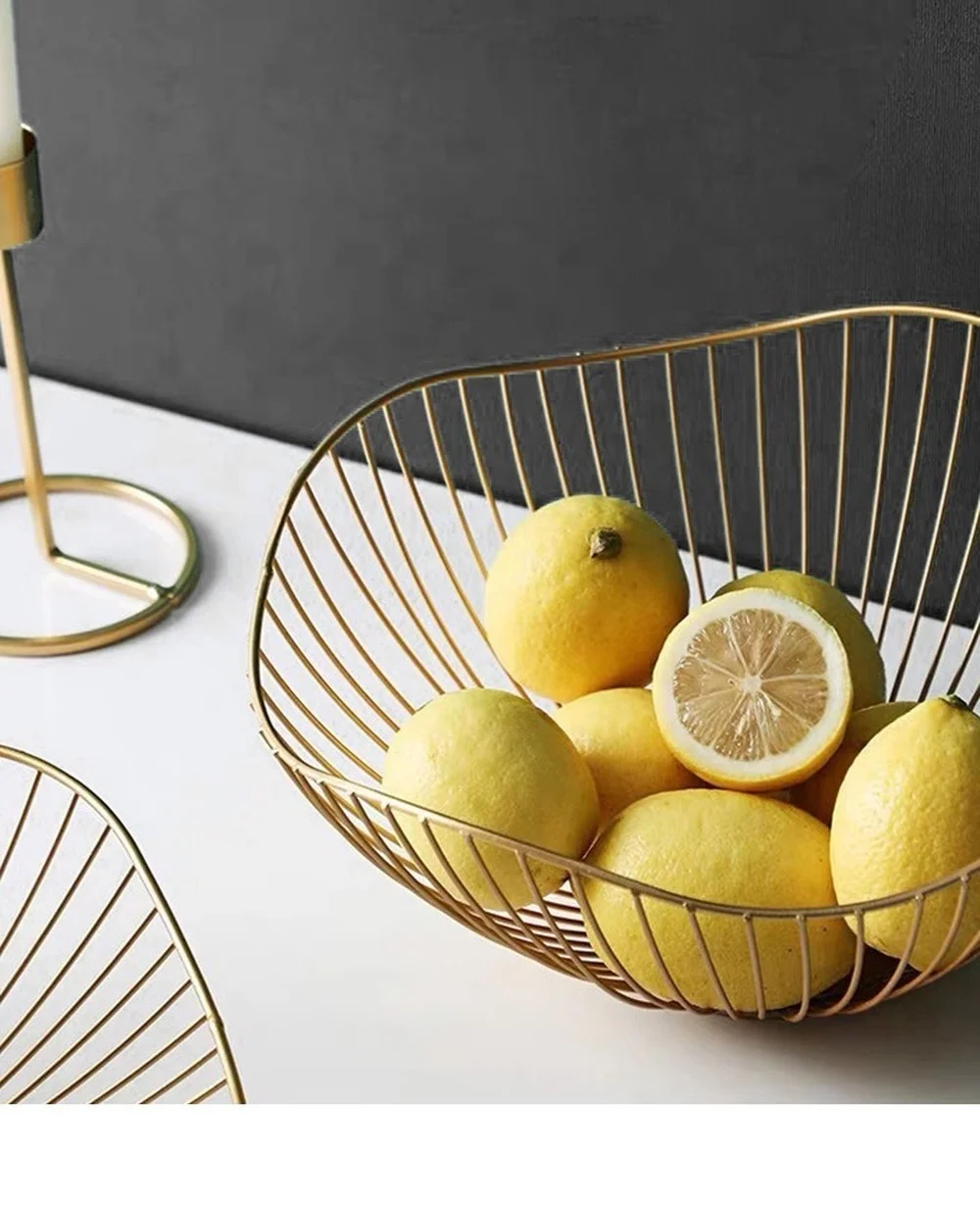 Iron Art Fruit Basket Nordic Style Fruit Plate Snacks Creative Fruit Bowl Storage Basket Kitchen Organizer